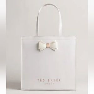 NEW Ted Baker Large Icon Hanacan Grey Gray Bow Bag Shopper Tote Purse Handbag